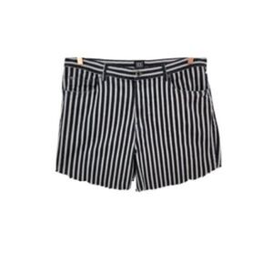 Bdg Black White Railroad Stripe Cut Off Jean Shorts 36